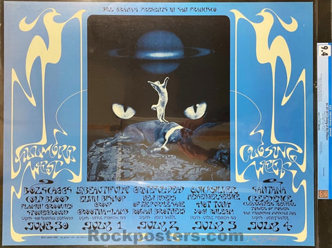 BG-287 - Grateful Dead Santana - David Singer Signed - 1971 Poster - Fillmore West - CGC Graded 9.4