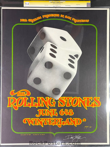 BG-289 - The Rolling Stones - David Singer Signed - 1972 Poster - CGC Graded 9.4