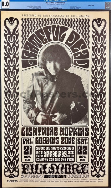 AUCTION - BG-32 - Grateful Dead - Wes Wilson - 1966 Poster - Fillmore Auditorium - CGC Graded 8.0 - SF Rock Posters & Collectibles