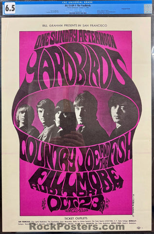 BG-33 - Yardbirds - Jimmy Page/Jeff Beck - 1966 Poster - Fillmore Auditorium - CGC Graded 6.5