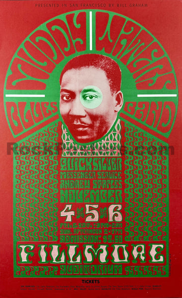 AUCTION - BG-35 - Muddy Waters - Wes WIlson - 1966 Poster - Fillmore Auditorium - Near Mint Minus - SF Rock Posters & Collectibles