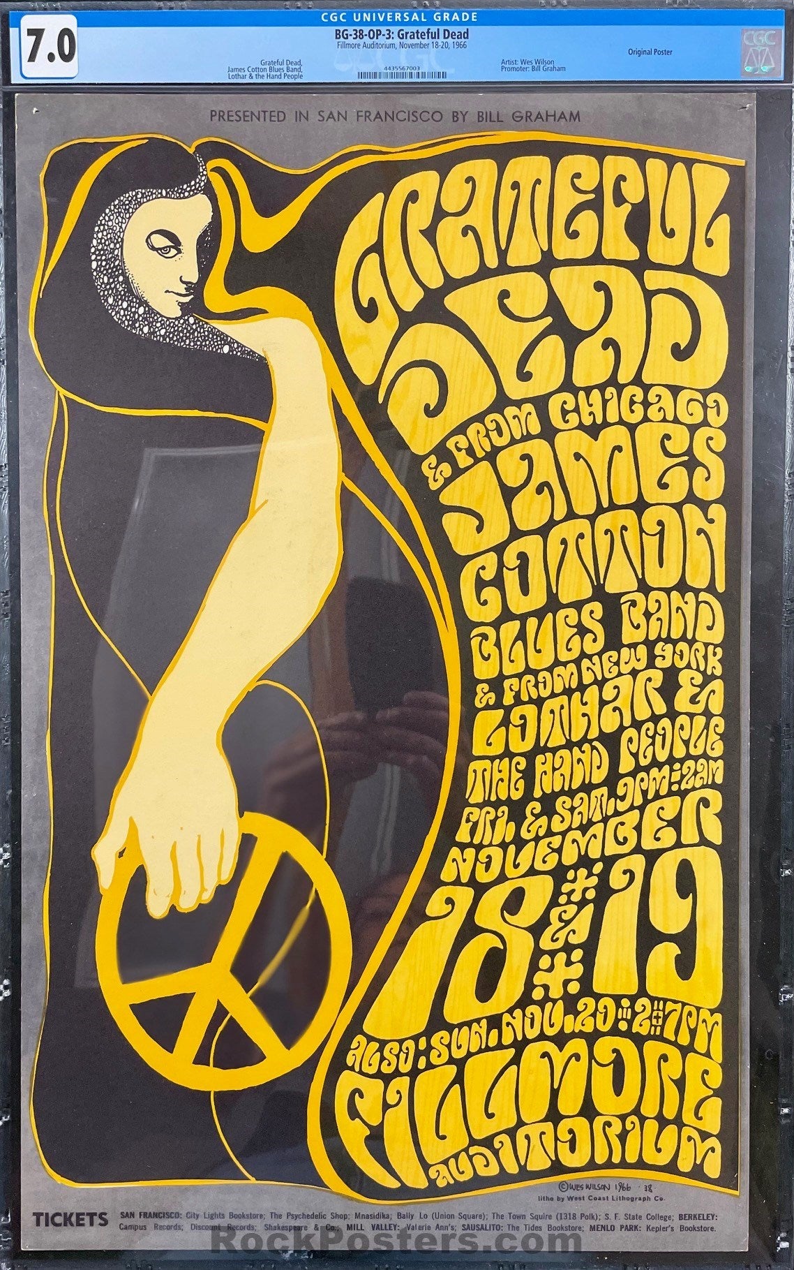 AUCTION - BG-38 - The Grateful Dead - Wes Wilson - 1966 Poster - Fillmore Auditorium - CGC Graded 7.0