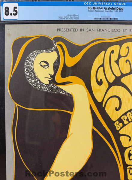 BG-38-RP-4 - Grateful Dead - Wes Wilson - 1966 Poster - Fillmore Auditorium - CGC Graded 8.5