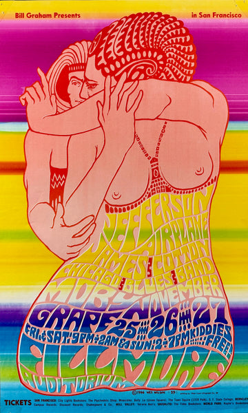 AUCTION - BG-39 - Jefferson Airplane - Moby Grape - Wes Wilson - 1966 Poster -  Fillmore Auditorium -  Excellent