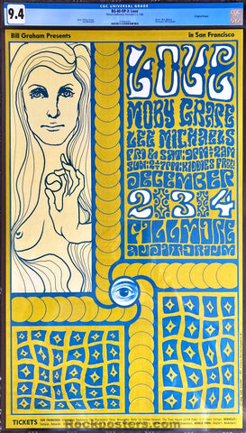 BG-40-OP-3 - Love/Moby Grape - Wes Wilson - Fillmore Auditorium - 1966  Poster - CGC Graded 9.4