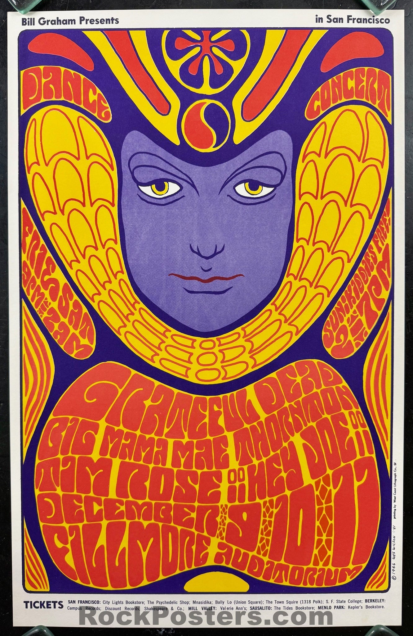 AUCTION - BG-41 - Grateful Dead - Wes Wilson - 1966 Poster - Fillmore Auditorium - Near Mint