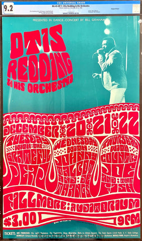 AUCTION - BG-43 - Otis Redding - Grateful Dead - Wes Wilson - 1966 Poster - Fillmore Auditorium - CGC Graded 9.2
