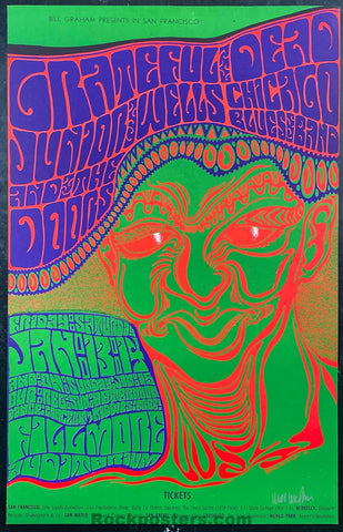 AUCTION - BG-45 - Grateful Dead Doors - Wes Wilson Signed - 1967 Poster - Fillmore Auditorium - Near Mint Minus