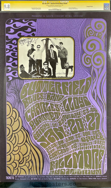 BG-46 - Butterfield Blues Band - Wes Wilson Signed - 1967 Poster - Fillmore Auditorium - CGC Graded 9.8