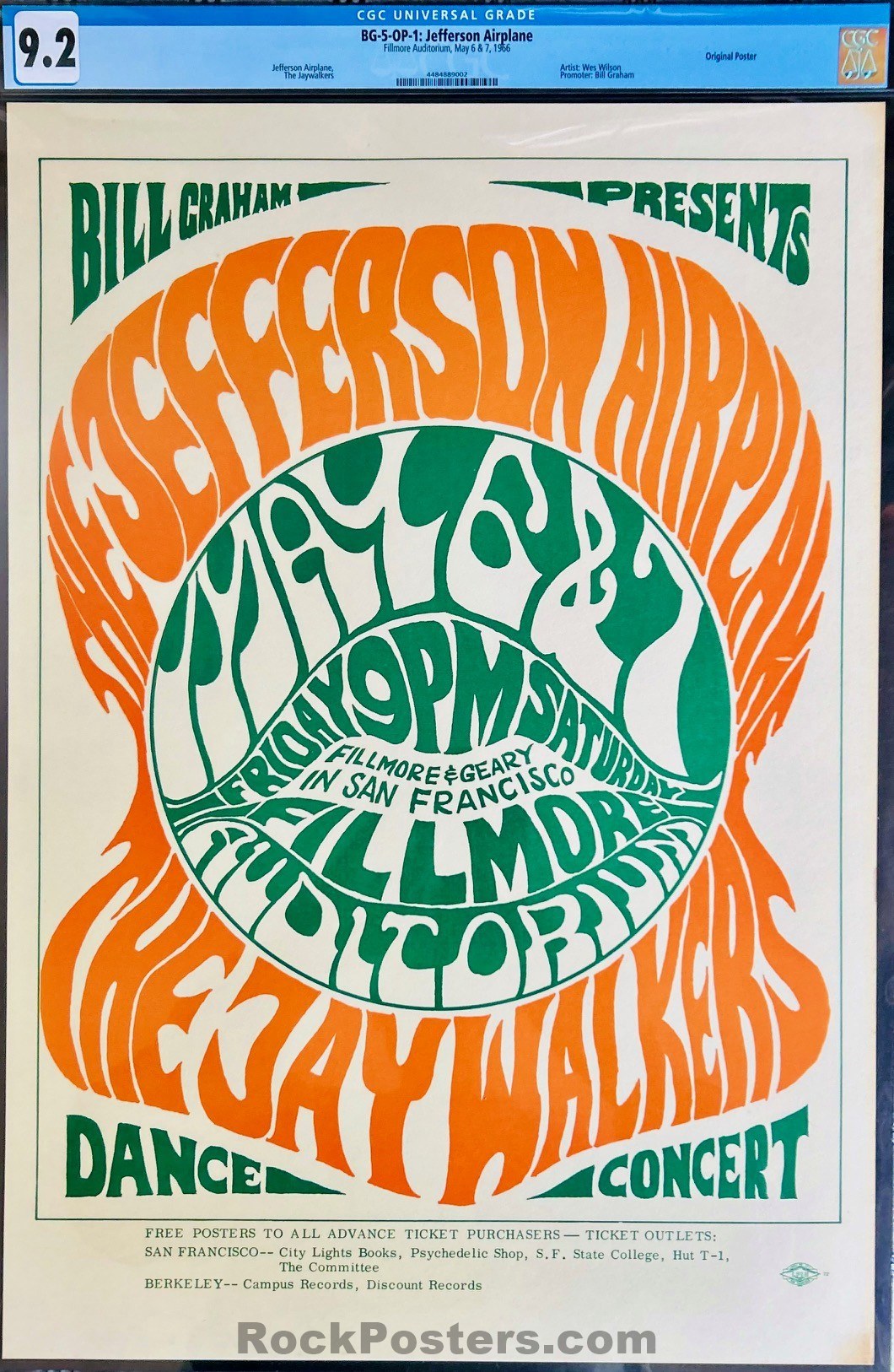 100％本物保証！ BG-5 - Poster 1966 - Wilson Wes - Airplane Jefferson ミュージック
