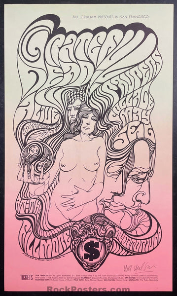 AUCTION - BG-62 - Grateful Dead - Wes Wilson Signed - 1967 Poster - Fillmore Auditorium -  Near Mint