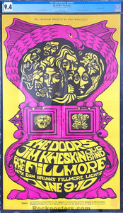 AUCTION - BG-67 - The Doors - Bonnie MacLean - 1967 Poster - Fillmore Auditorium - CGC Graded 9.4
