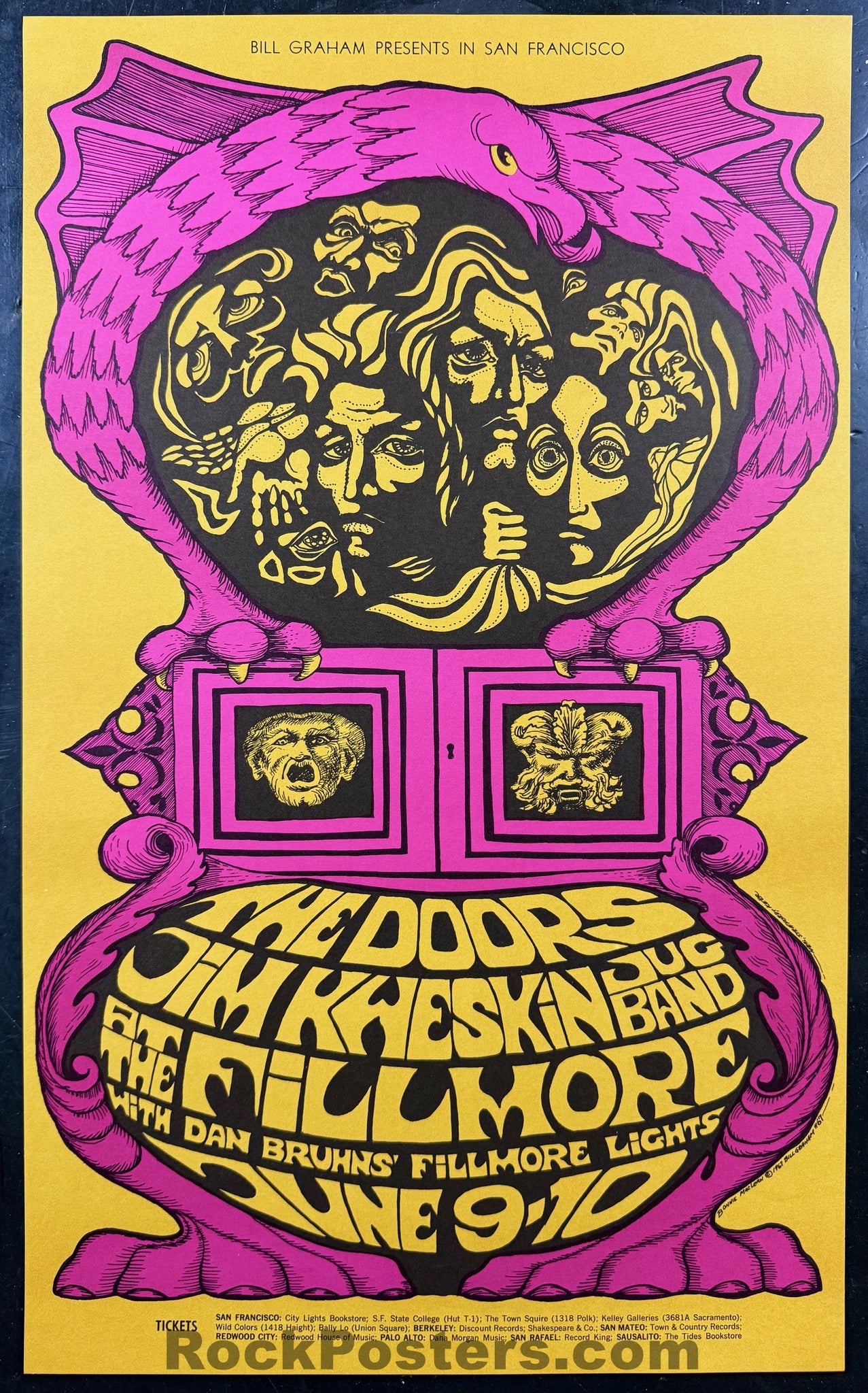 AUCTION - BG-67 - The Doors - Bonnie MacLean - 1967 Poster - Fillmore Auditorium - Near Mint