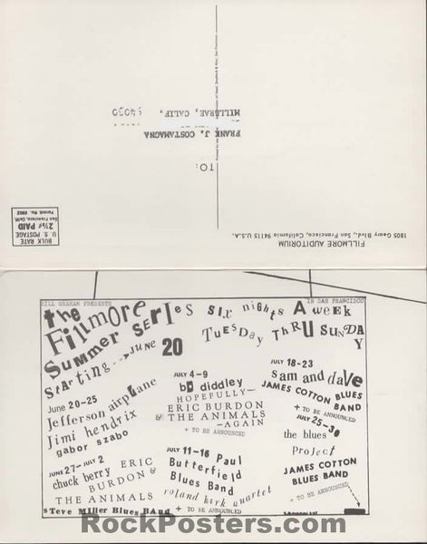 AUCTION - BG- 68/69 - Jimi Hendrix/ The Who -  1967 Mailer - Fillmore Auditorium - Excellent