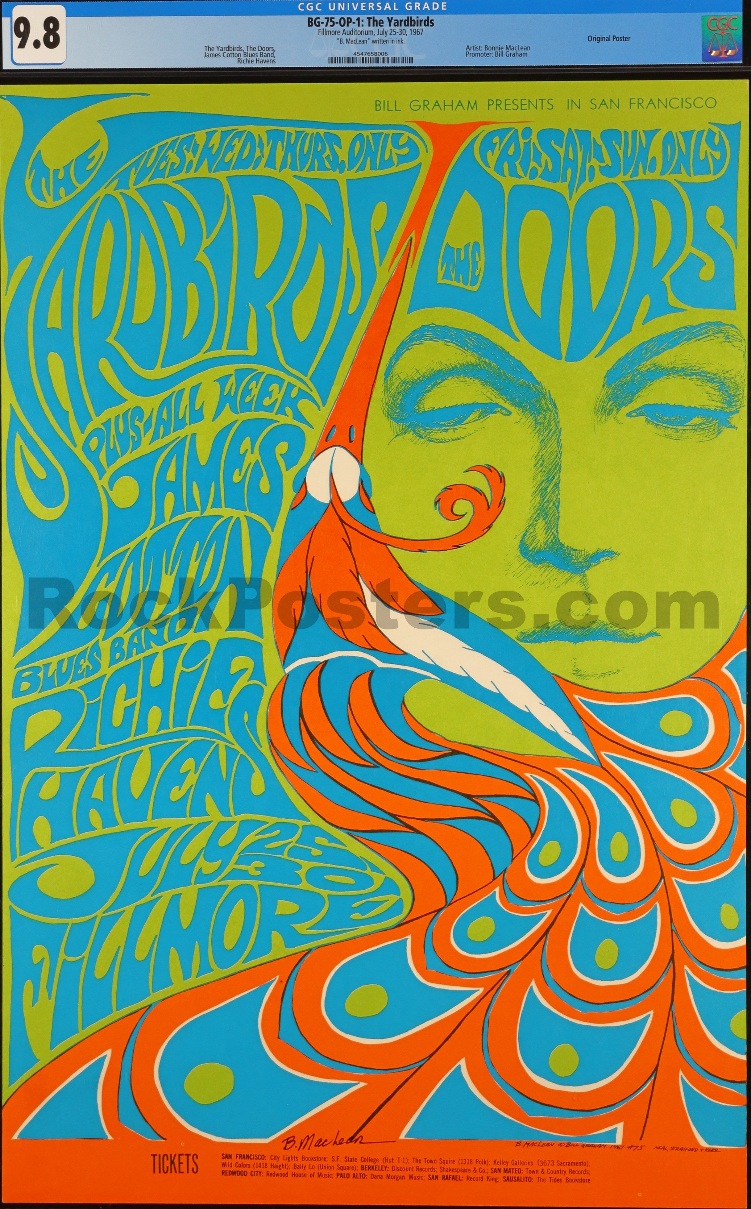 BG-75 - Yardbirds Doors Poster - Fillmore Auditorium - Condition