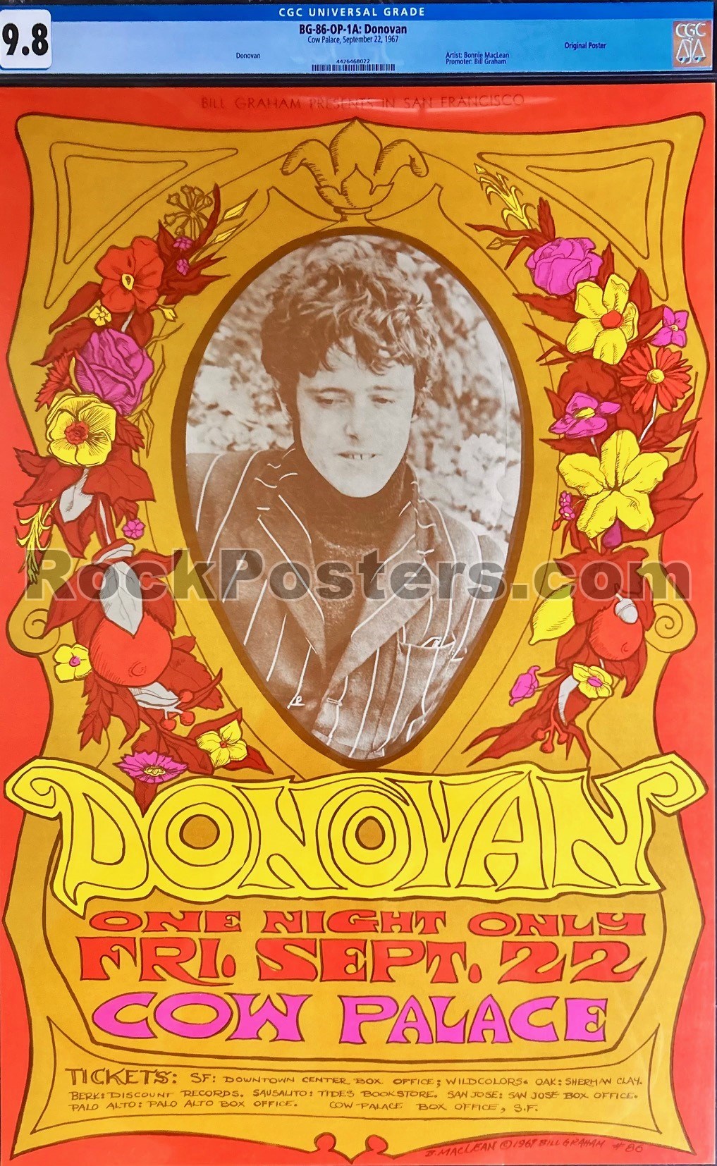 BG-86 - Donovan - Bonnie MacLean - 1967 Poster - Cow Palace - CGC