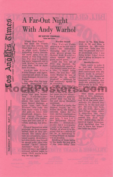 AUCTION - BG 8 - Velvet Underground - Andy Warhol / Frank Zappa - Wes Wilson - 1966 Handbill - Fillmore Auditorium - Near Mint - SF Rock Posters & Collectibles