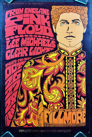 AUCTION - BG-90 - Pink Floyd - Bonnie MacLean - 1967 Poster - Fillmore Auditorium - Excellent