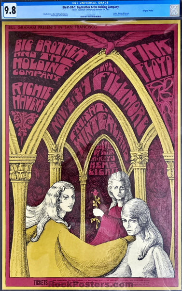 1967 Pink Floyd Big Brother & The Holding Company top Original Concert Poster BG91 by Bonnie MacLean 2nd Print