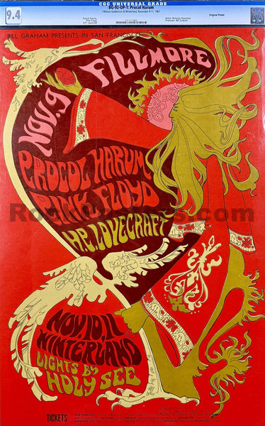 AUCTION - BG-92 - Pink Floyd - 1967 Poster - Fillmore Auditorium - CGC Graded 9.4