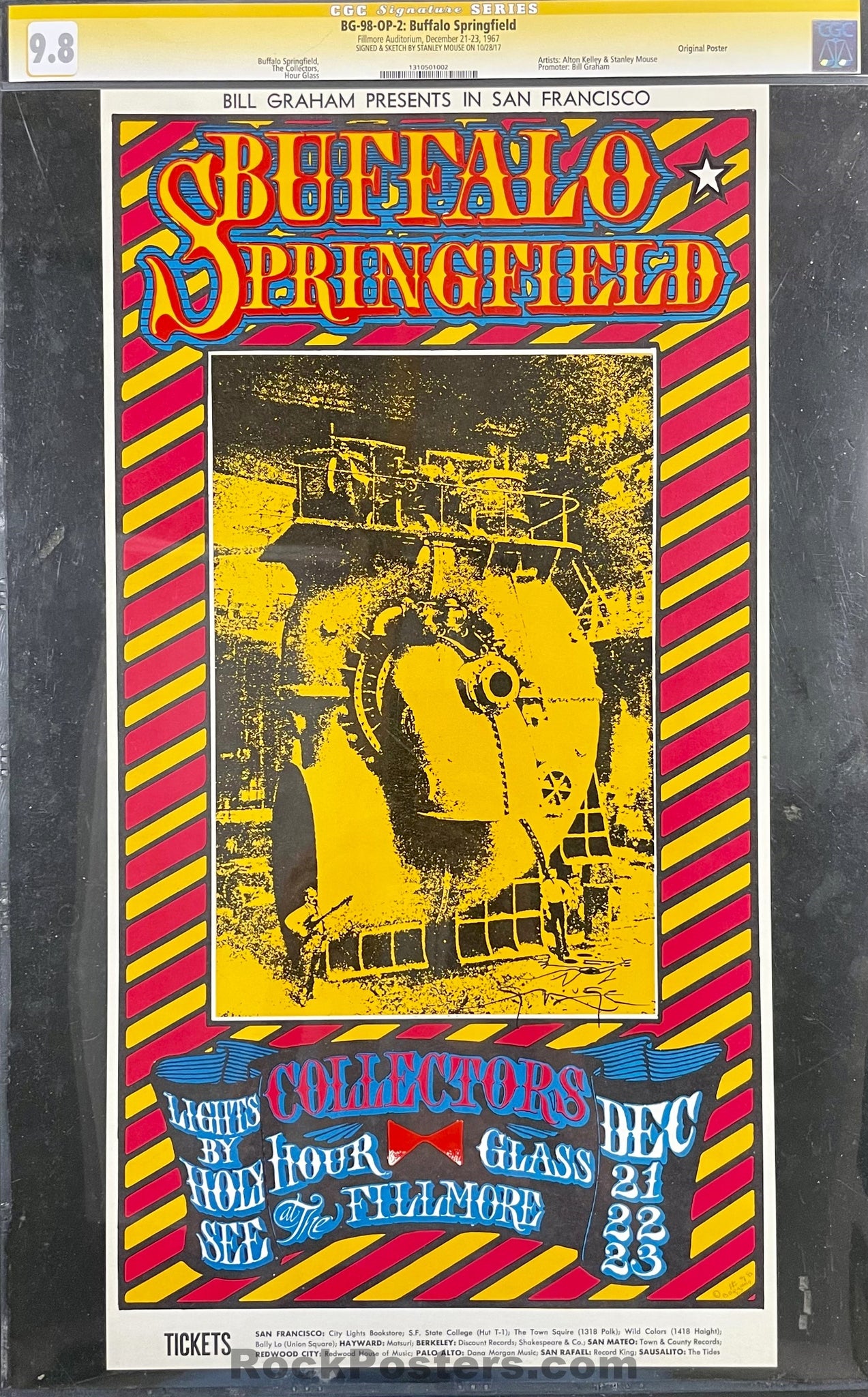 バッファロースプリングフィールド 1967 ビンテージポスター AUCTION - BG-98-OP-2 - Buffalo Springfield - Stanley Mouse Signed