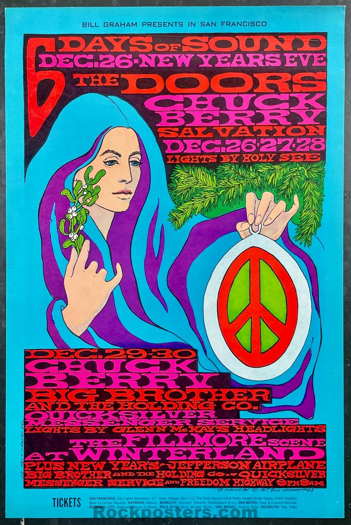 AUCTION - BG-99 - The Doors - Janis Joplin Big Brother - Bonnie MacLean - 1967 Poster - Fillmore Auditorium -  Excellent