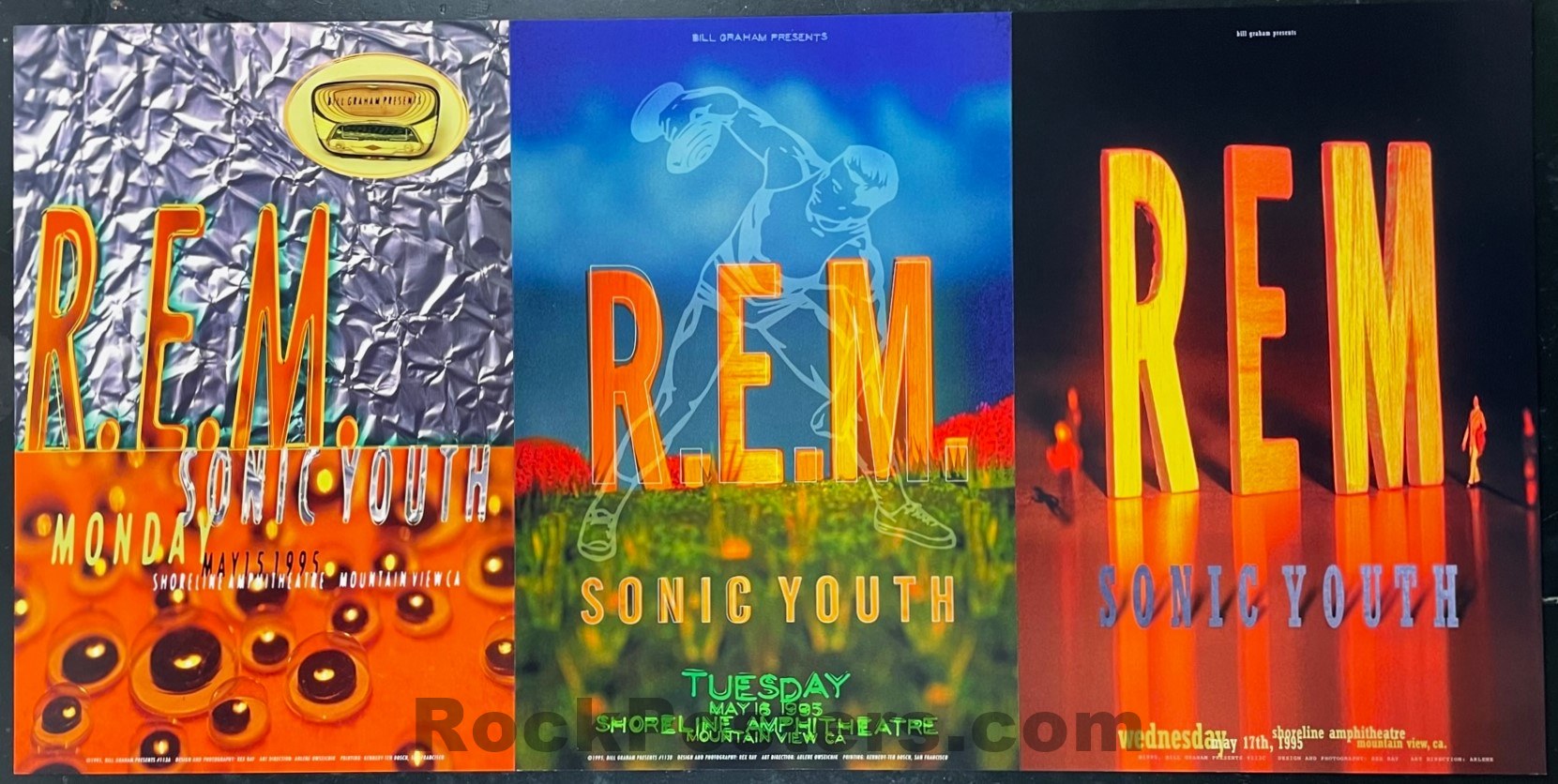 BGP-113 - R.E.M. - Sonic Youth -  1995 Concert Poster -  Mountain View - Near Mint Minus