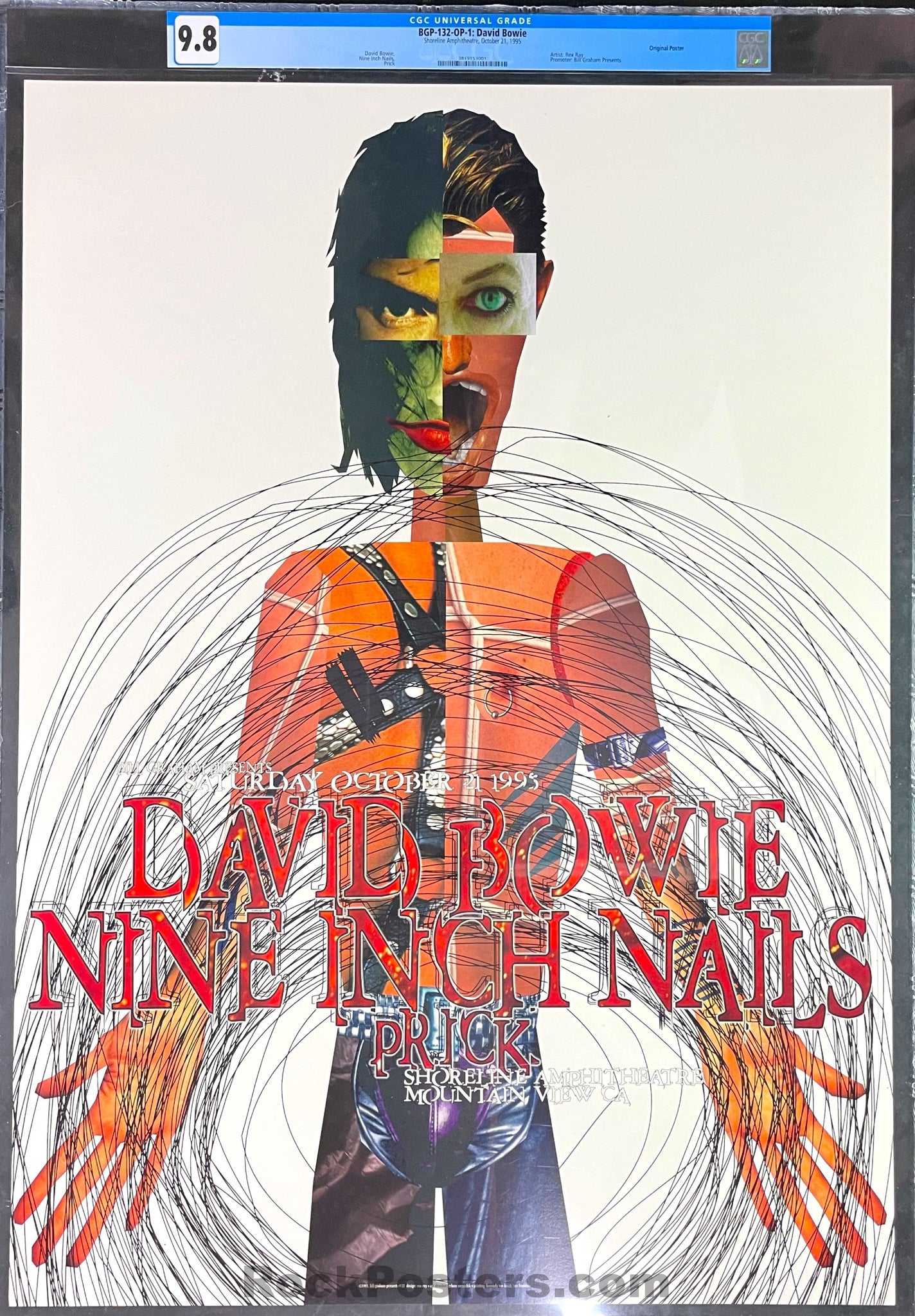 BGP-132 - David Bowie Nine Inch Nails - 1995 Poster - Shoreline Amphitheatre - CGC Graded 9.8