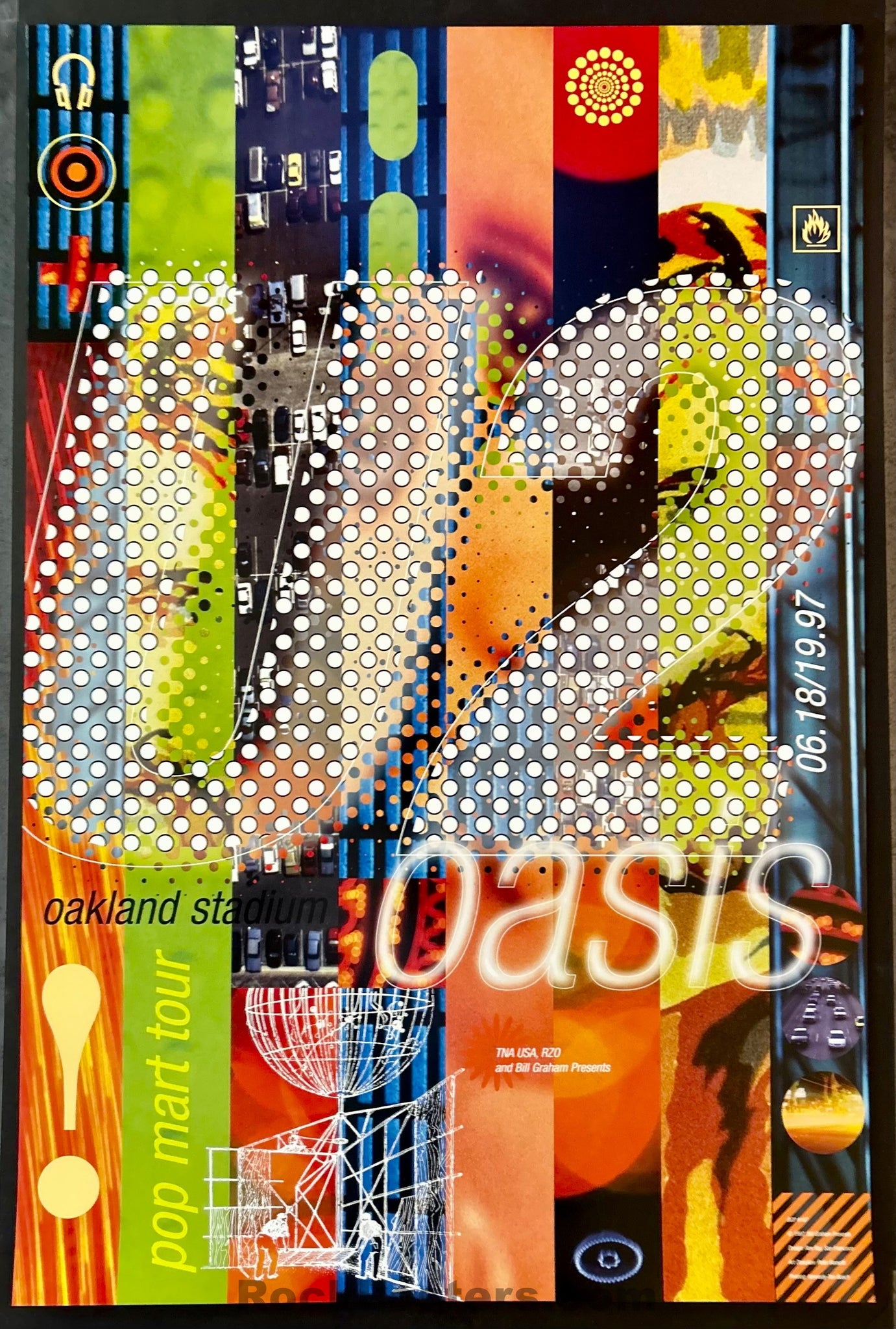 AUCTION - BGP-167 - U2/Oasis - Rex Ray - 1997 Poster - Oakland Coliseum - Mint