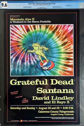 BGP-17 - Grateful Dead - Santana/David Lindley - Mountain Aire - 1987 Poster - Calaveras County - CGC Graded 9.6