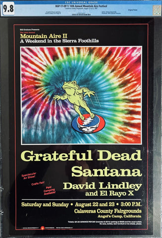 BGP-17 - Grateful Dead - Santana/David Lindley - Mountain Aire - 1987 Poster - Calaveras County - CGC Graded 9.8