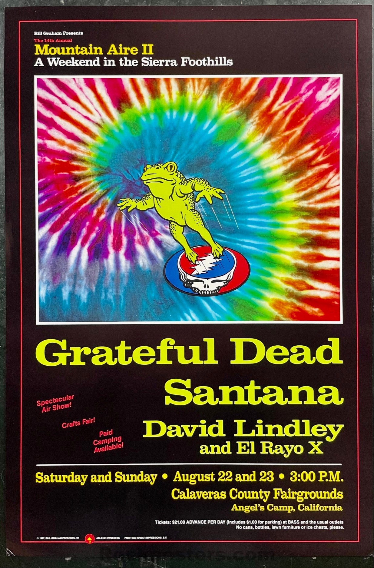 BGP-17 - Grateful Dead/Santana - Mountain Aire II - 1987 Poster - Near Mint Minus