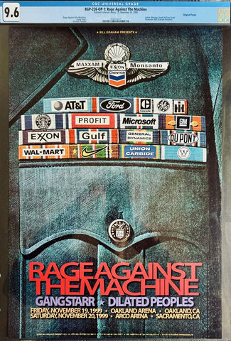 BGP-226 - Rage Against The Machine - 1999 Poster - Oakland Coliseum - CGC Graded 9.6