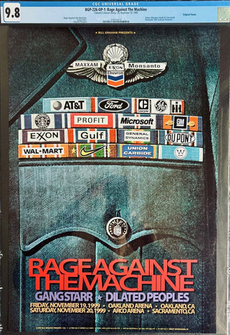 BGP-226 - Rage Against The Machine - 1999 Poster - Oakland Coliseum - CGC Graded 9.8