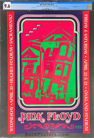 AUCTION - BGP-22 - Pink Floyd - Arlene Owseichik - 1988 Poster - Oakland & Hughes Stadium - CGC Graded 9.6