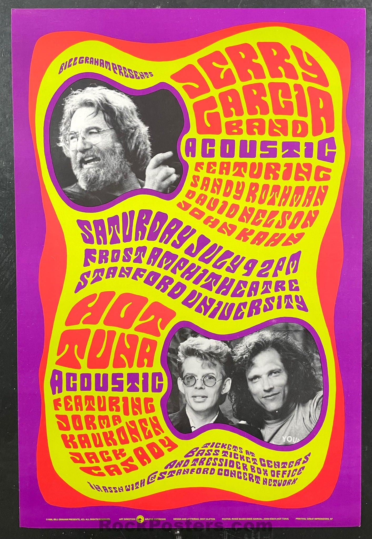 BGP-23 - Jerry Garcia Band - Hot Tuna - 1988 Poster - Frost Amphitheater - Near Mint Minus