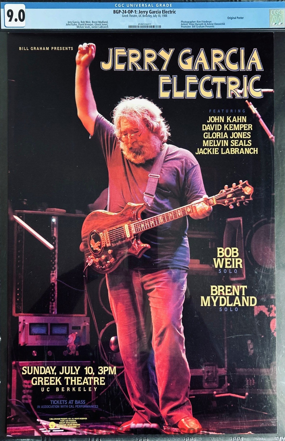 AUCTION - BGP-24 - Jerry Garcia Band - 1989 Poster - Greek Theater - CGC Graded 9.0