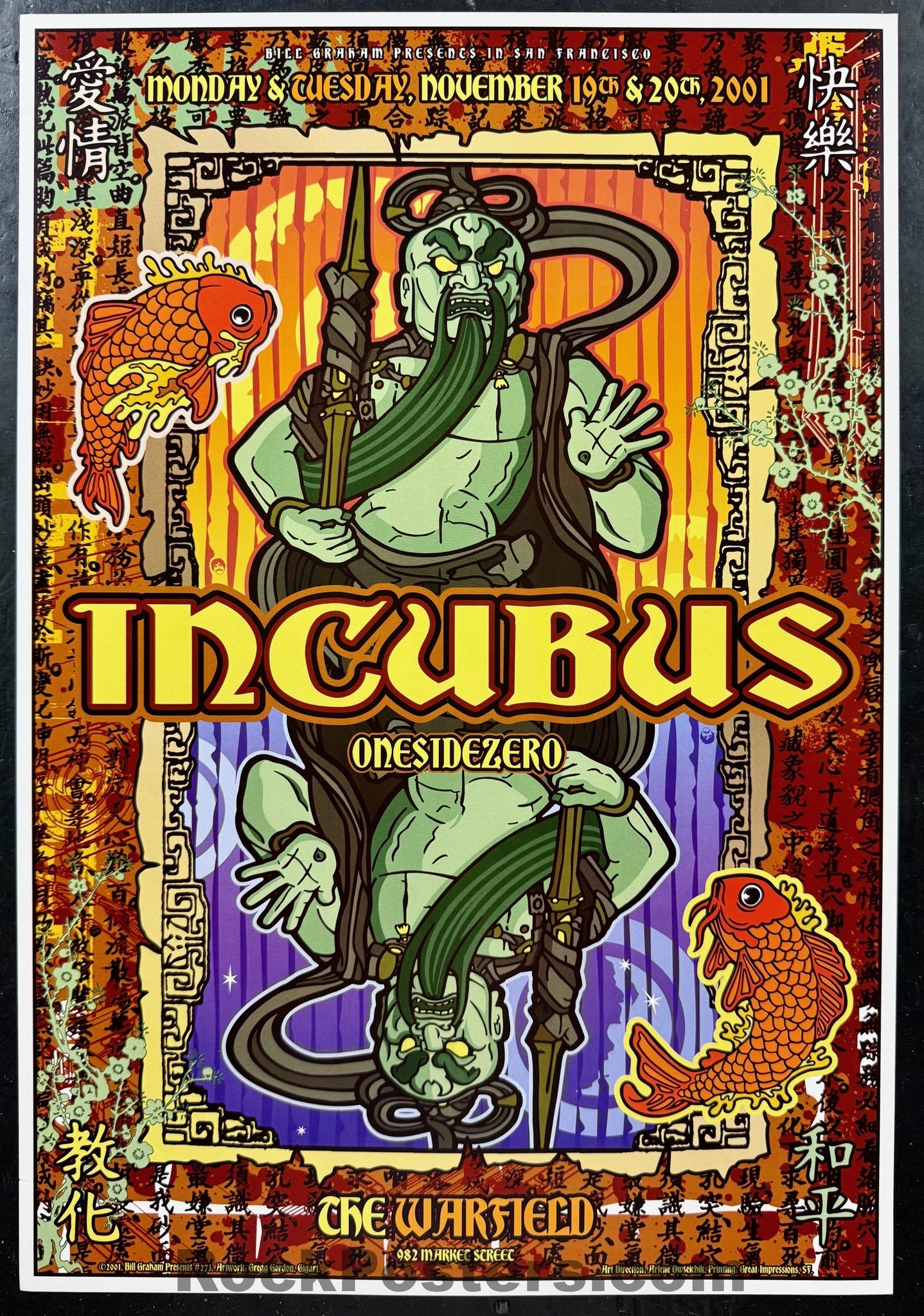 BGP-273 - Incubus - The Warfield - 2001 Poster - Near Mint Minus
