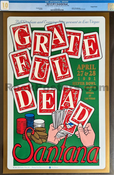 BGP-41 - Grateful Dead - Santana - 1992 Poster - Las Vegas - CGC Graded 10 GEM MINT - SF Rock Posters & Collectibles
