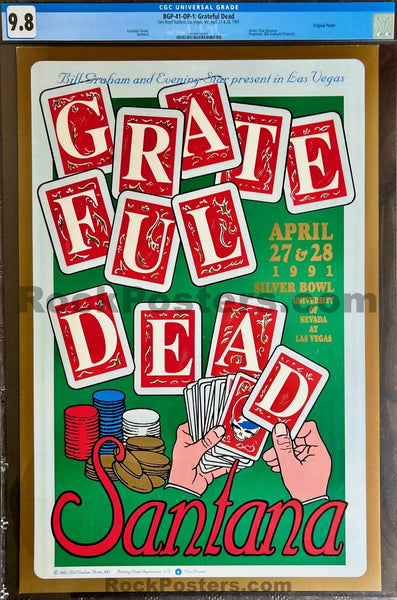 AUCTION - BGP-41 - Grateful Dead/Santana - 1991 Poster - Sam Boyd Stadium - CGC Graded 9.8 - SF Rock Posters & Collectibles