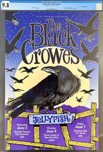 AUCTION - BGP-44 - The  Black Crowes - Harry Rossit - 1991 Poster - Warfield Theatre - CGC Graded 9.8