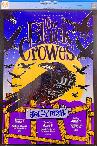 BGP-44 - The  Black Crowes - Harry Rossit - 1991 Poster - Warfield Theatre - CGC Graded 9.9 Mint