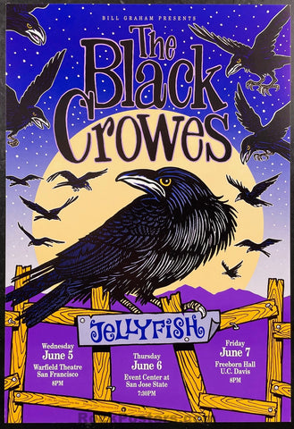 BGP-44 - The  Black Crowes - Harry Rossit - 1991 Poster - Warfield Theatre - Near Mint Minus