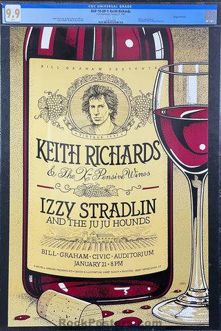 AUCTION - BGP-70 - Keith Richards - 1993 Poster - Bill Graham Civic - CGC Graded 9.9 Mint