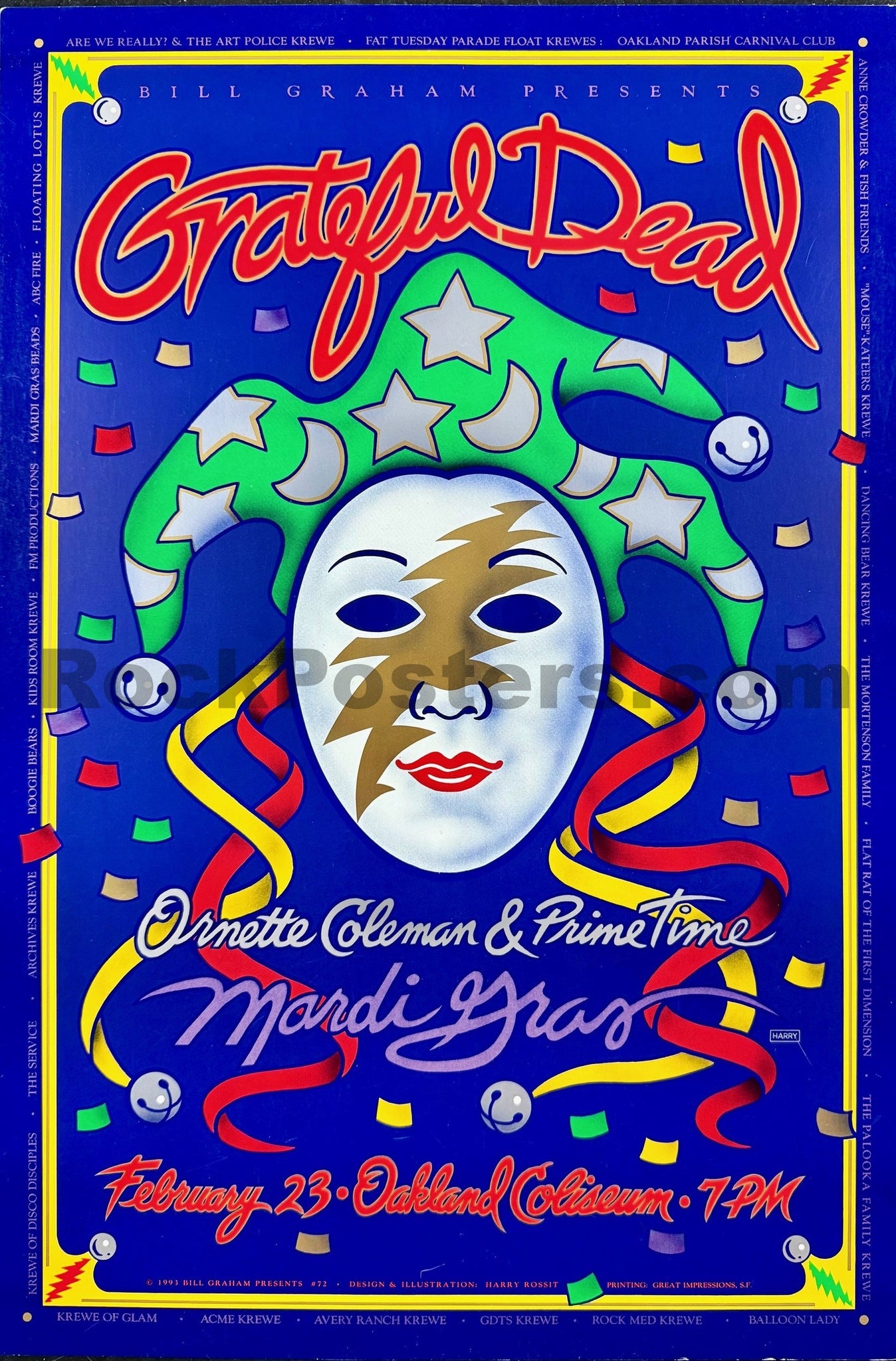 BGP-72 - Grateful Dead - Ornette Coleman - Mardi Gras 1993 Poster