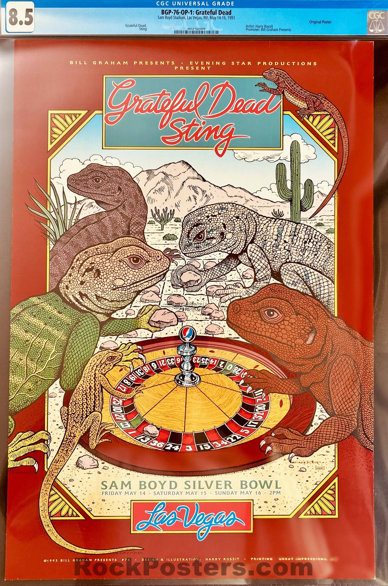 BGP-76 - Grateful Dead - Sting - 1993 Poster - Sam Boyd Stadium