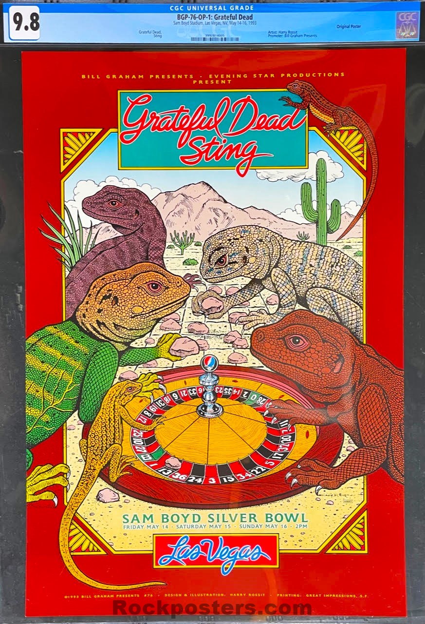 AUCTION - BGP-76 - Grateful Dead /Sting - 1993 Poster - Las Vegas - CGC Graded 9.8