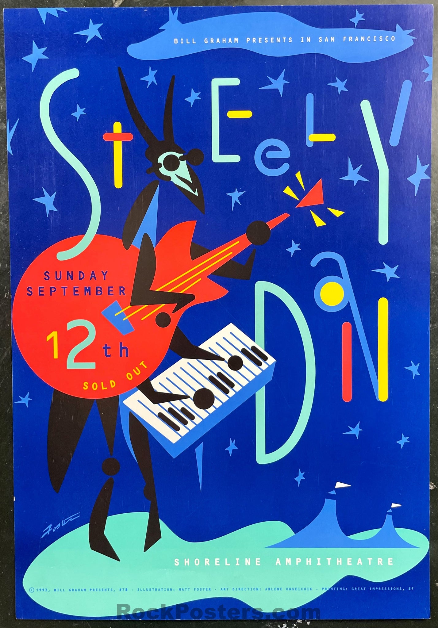 BGP-78 - Steely Dan - 1993 Poster - Shoreline Mountain View - Near Mint Minus