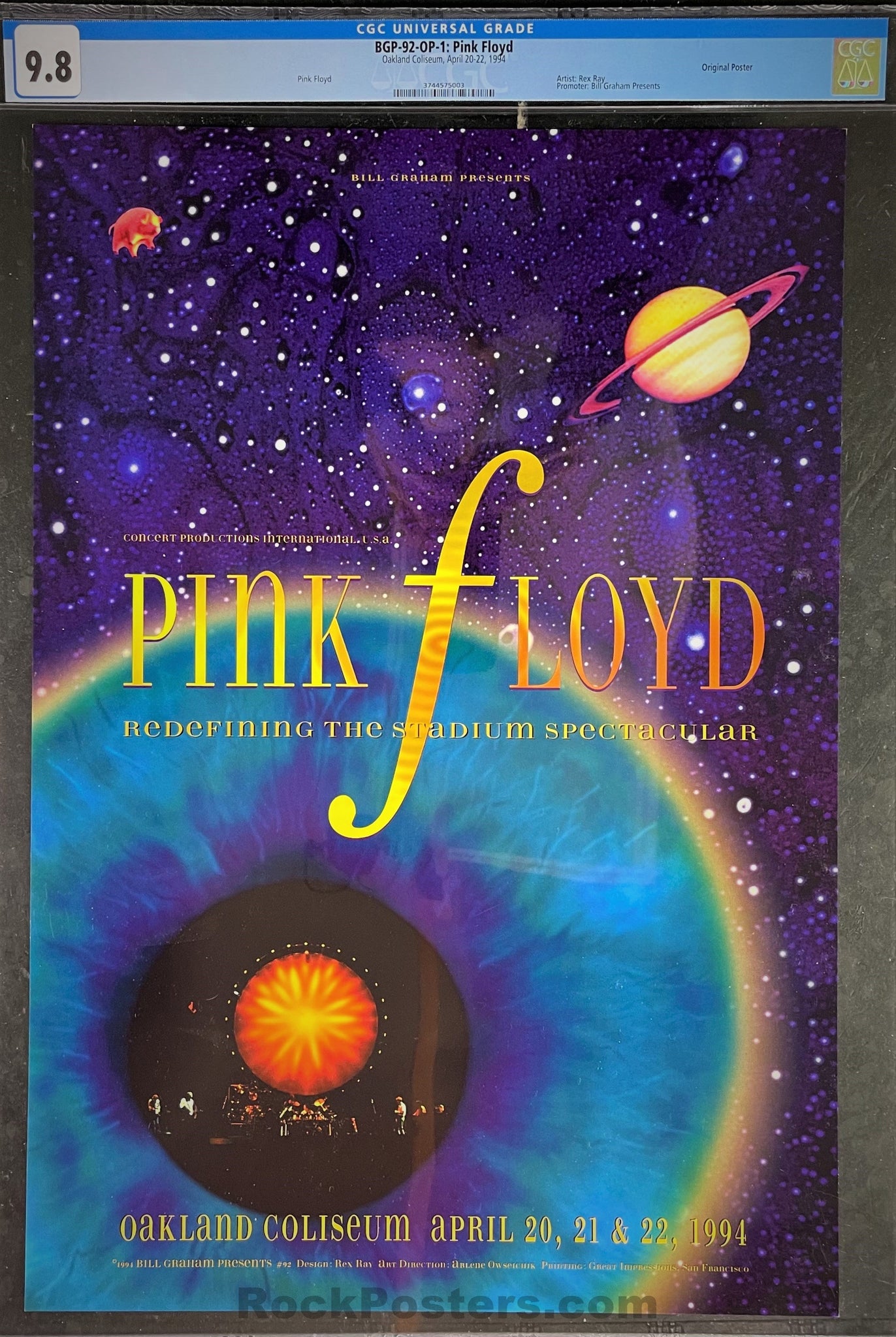 BGP-92 - Pink Floyd - Rex Ray - 1994 Poster - Oakland Coliseum - CGC G – SF  Rock Posters & Collectibles