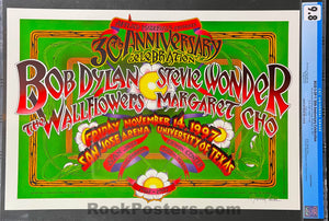 AUCTION - BGSE-5 - Bob Dylan - Stevie Wonder - Randy Tuten Signed - 1997 Poster - San Jose Arena - CGC Graded 9.8
